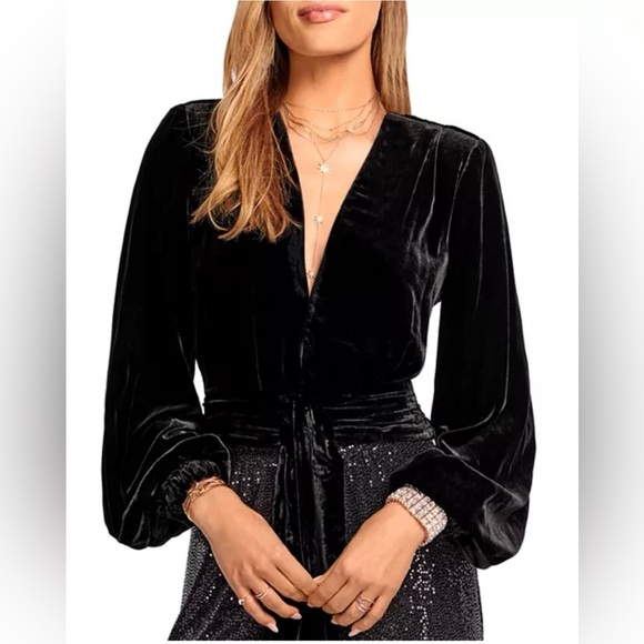 Ramy Brook Womens Jaxon Velvet Long Sleeves Cropped blazer top size medium - Picture 9 of 13